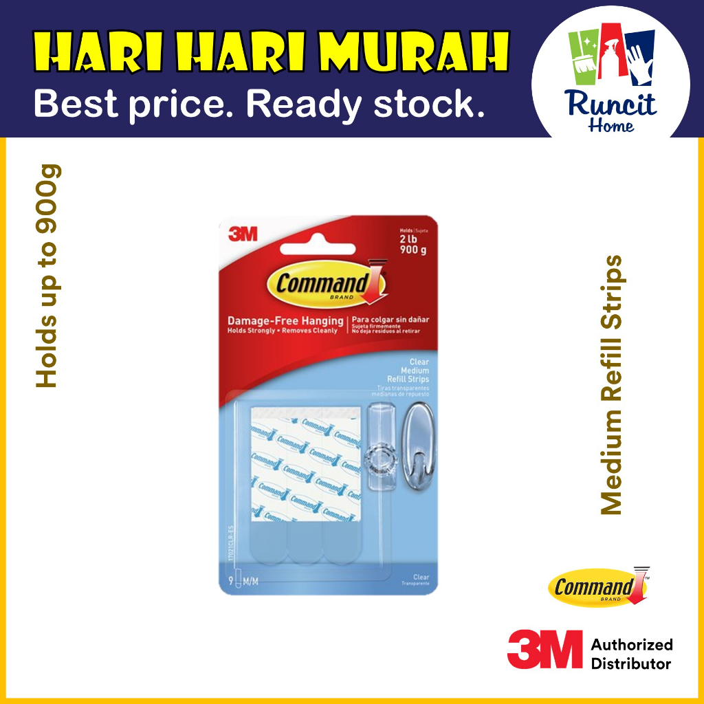 3M Command 17021CLR Medium Refill Strip / Jalur Isi Semula Sederhana (1 ...