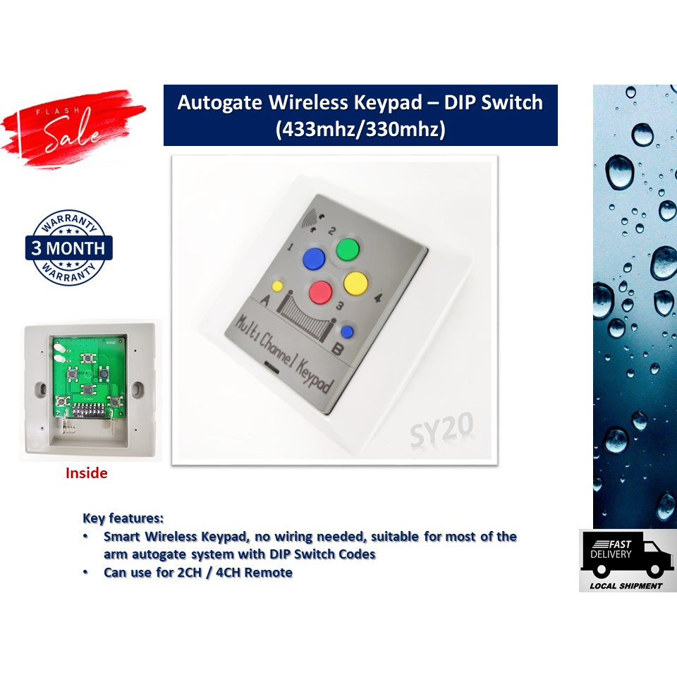Autogate Wireless Keypad (DIP Switch Type) for 4 Channel / 2 Channel ...