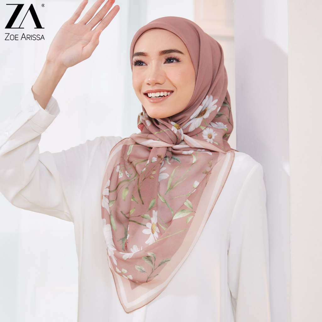 Zoe ARISSA TUDUNG Bawal SHAWL PRINTED Yasmin Square Hijab Cotton 45th ...