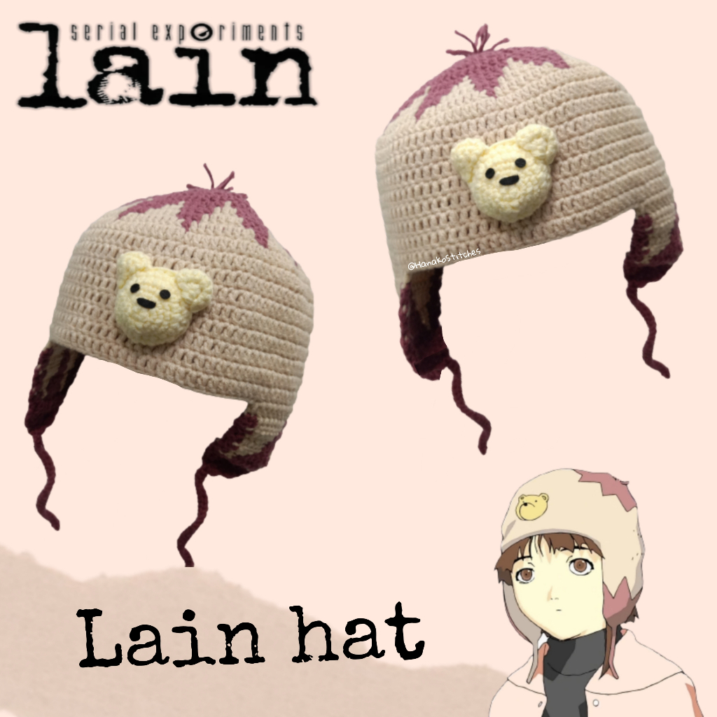 SERIAL EXPERIMENTS LAIN IWAKURA INSPIRED CROCHET BEAR HAT | Shopee ...