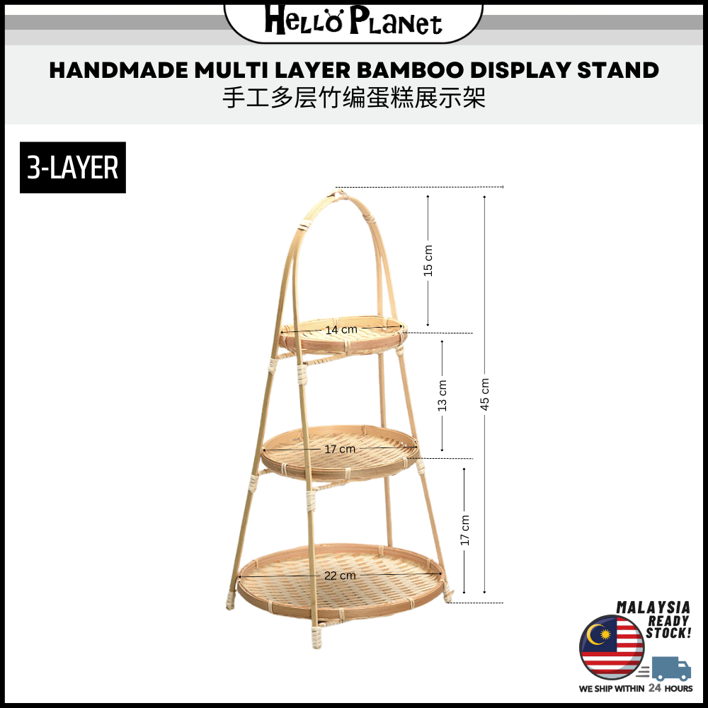 Handmade Multi Layer Bamboo Display Stand | 手工多层竹编蛋糕置物展示架 | Fruit Cake Rack  Storage Basket Home Serving Tray Dulang Kek | Shopee Singapore