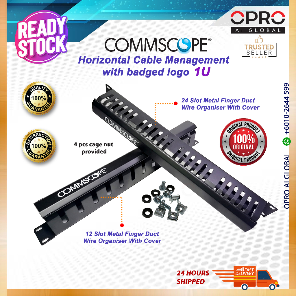 CommScope Horizontal Cable Management Assembly, with badged logo, 1U ...
