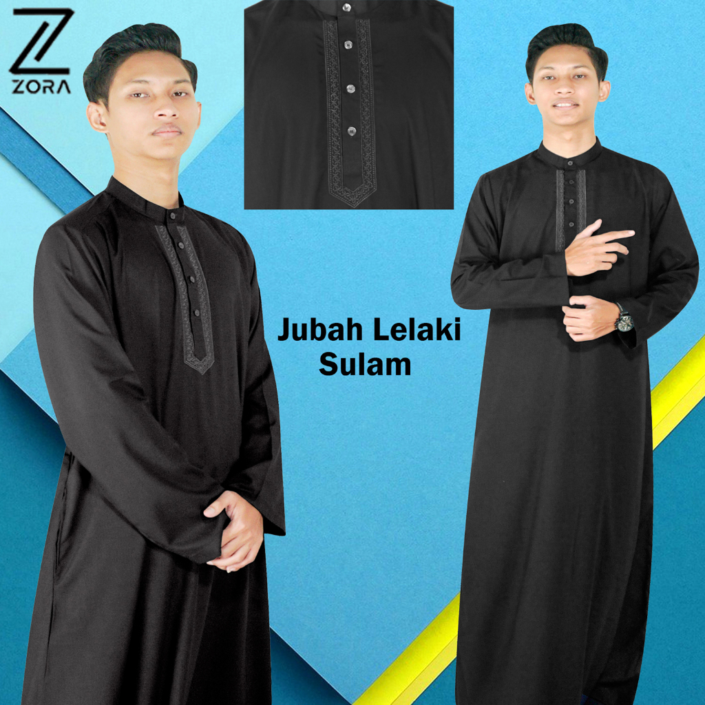 Embroidered Jubah Raya Jubah Lelaki / Jubah Stand Collar pure Cotton ...