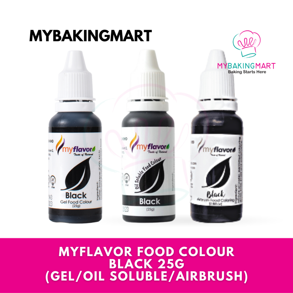 Mybakingmart | Myflavor Black Gel / Oil / Airbrush Edible Food Coloring