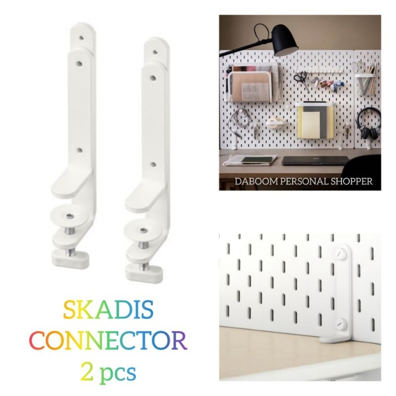 Ikea Skadis Pegboard Accessories Connector White 2 Pcs Shopee Singapore