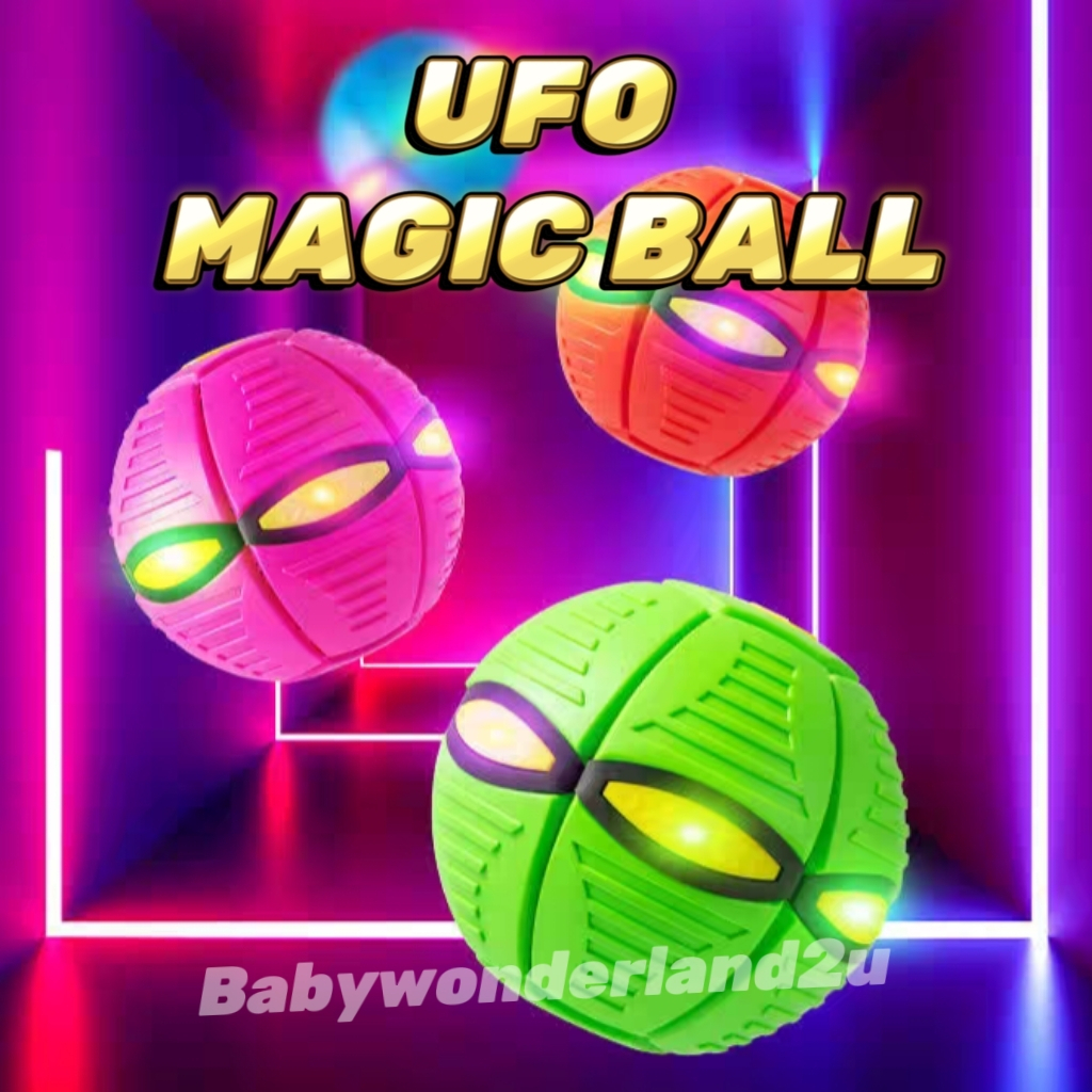 Kids Toys Flat Throw Bouncing UFO Ball with LED Light Outdoor Indoor Sport
