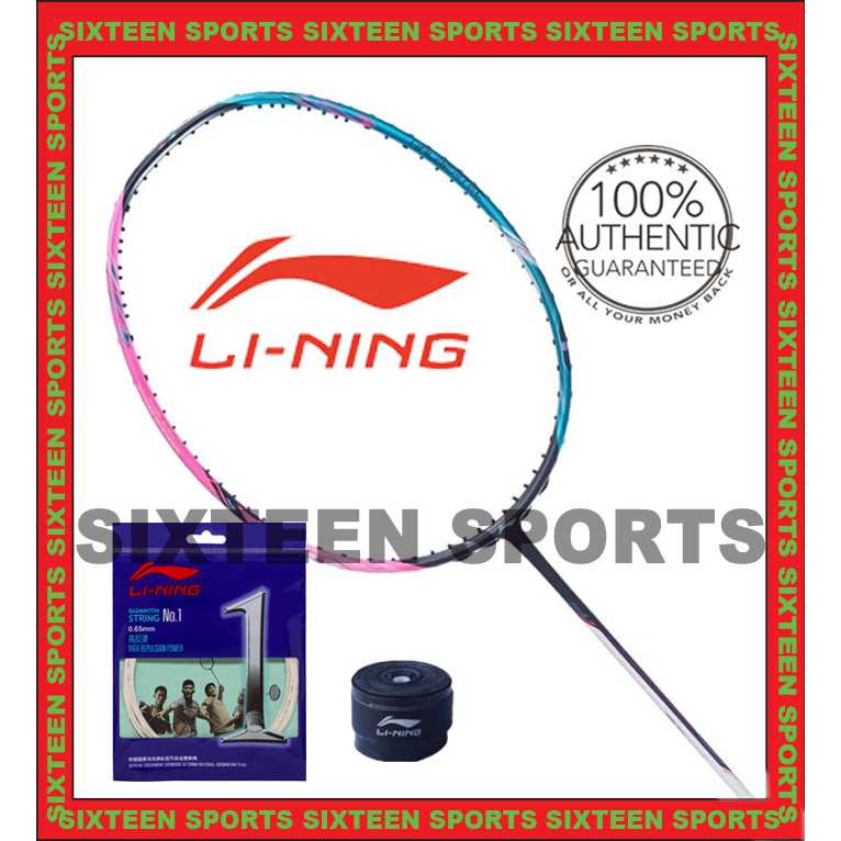 Li Ning Halbertec 8000 Badminton Racket BLUE/PINK (C/W LINING NO.1