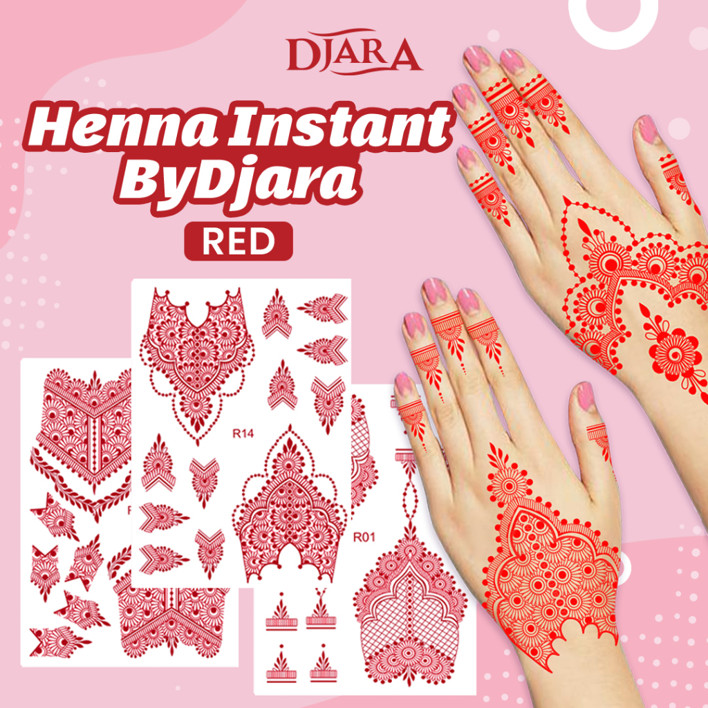 Henna Instant Red Bydjara / Stiker Inai Merah / Latest Design Instant ...