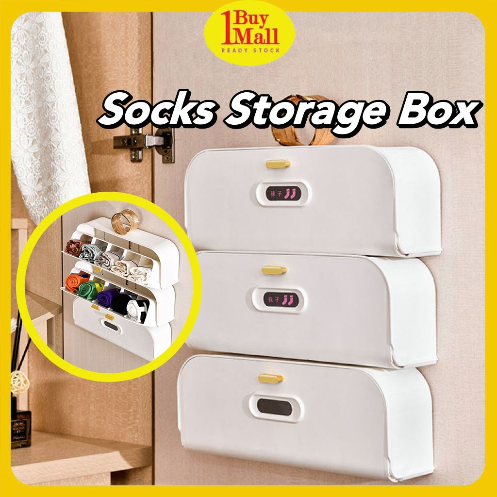 Wall Mounted Sock Storage Box Bra Panties Socks Storage Box Wardrobe ...