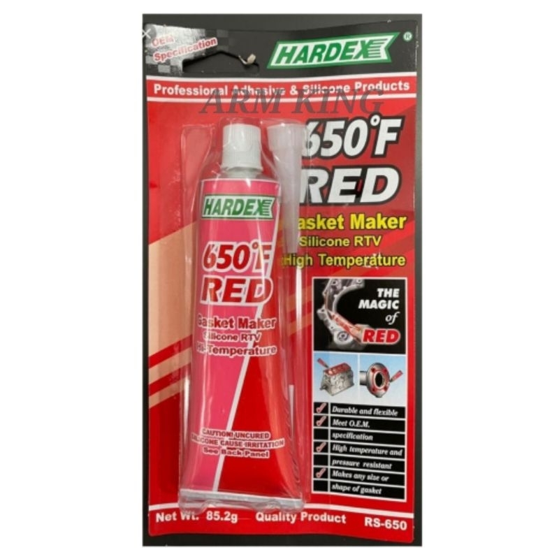 HARDEX RS 650 650 F RED RTV SILICONE RUBBER HIGH TEMPERATURE GASKET