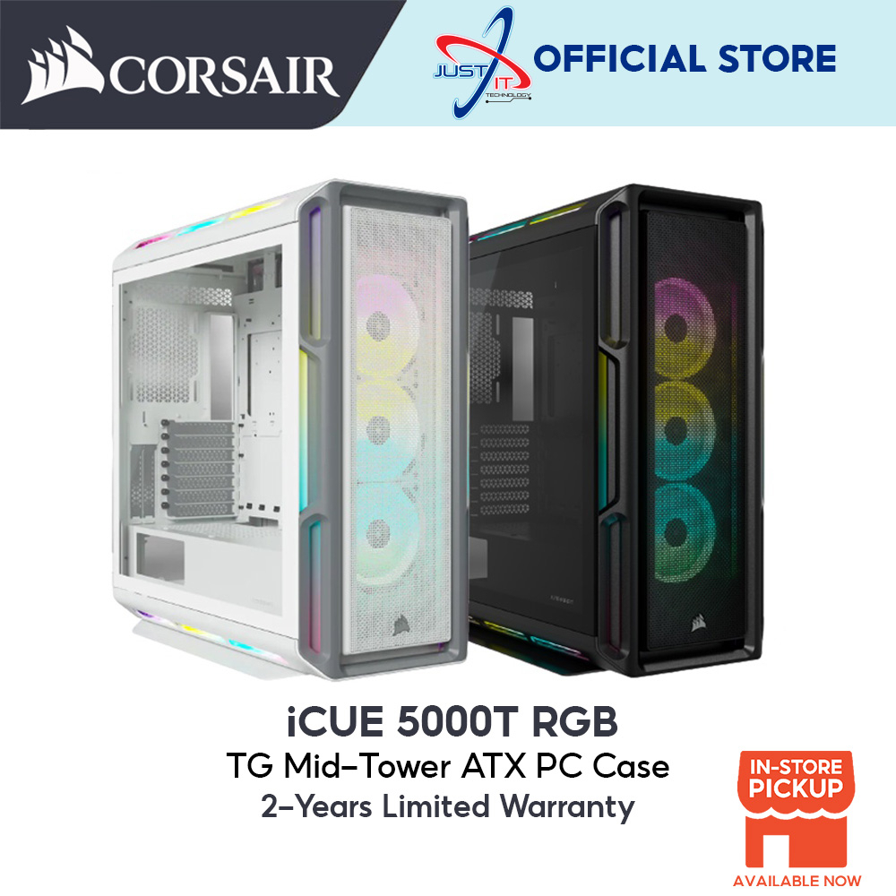 Corsair Icue 5000T RGB Tempered Glass Mid-Tower ATX Case - White ...