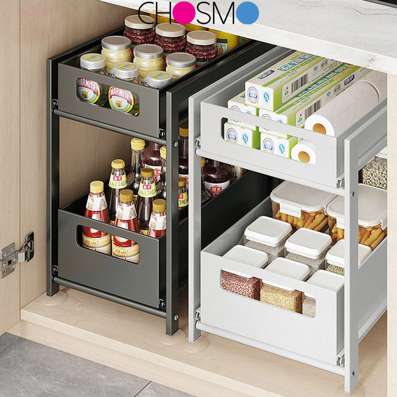 Kitchen Storage Rack Cabinet Basket Organizer Under Sink Storage Rak ...