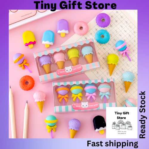 Tiny Store Ins Stationary Cute Lollipop Ice Cream Erasers Pemadam