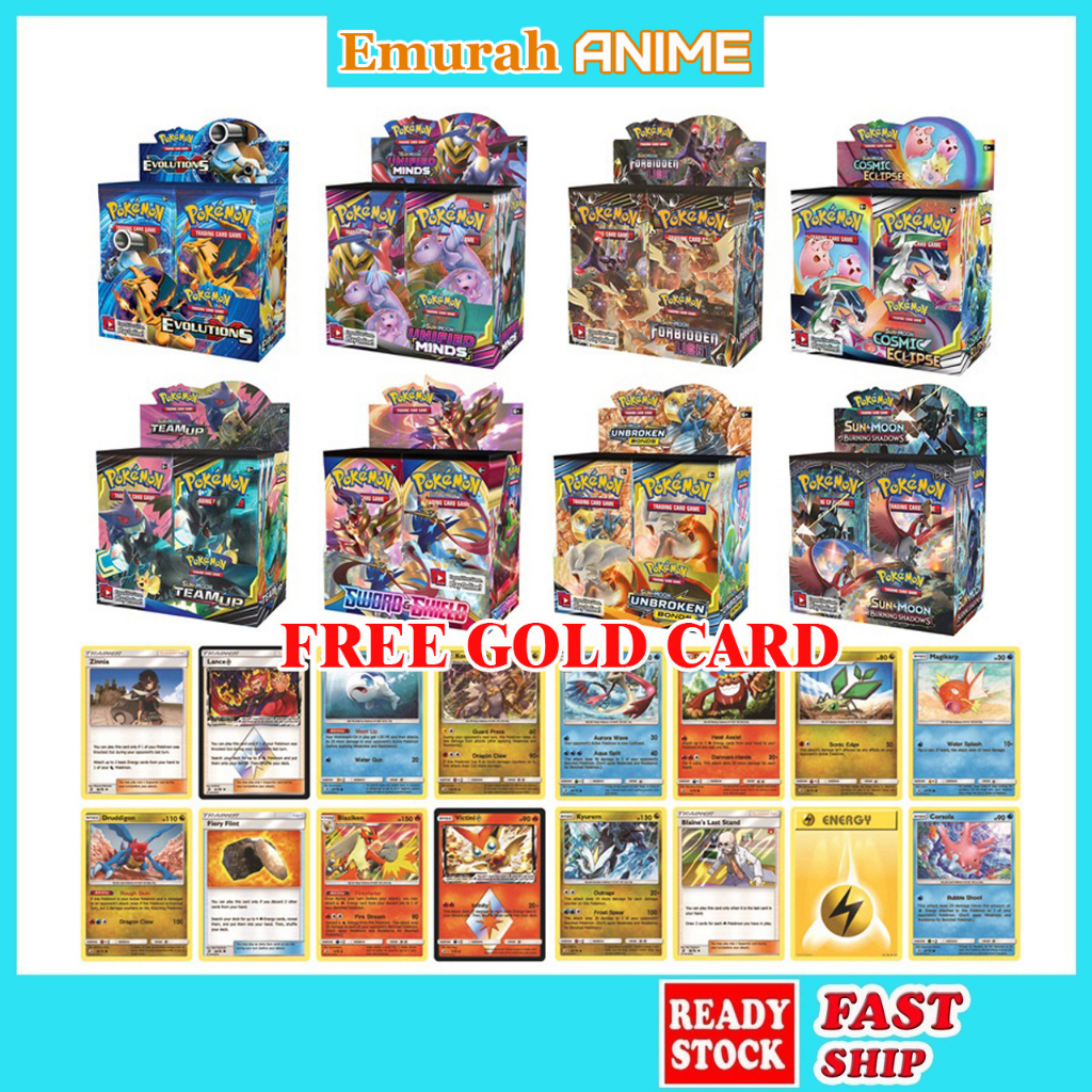 Pokemon Card 360Pcs/Box QUALITY Gold Pokemon Cards DX English Trading ...