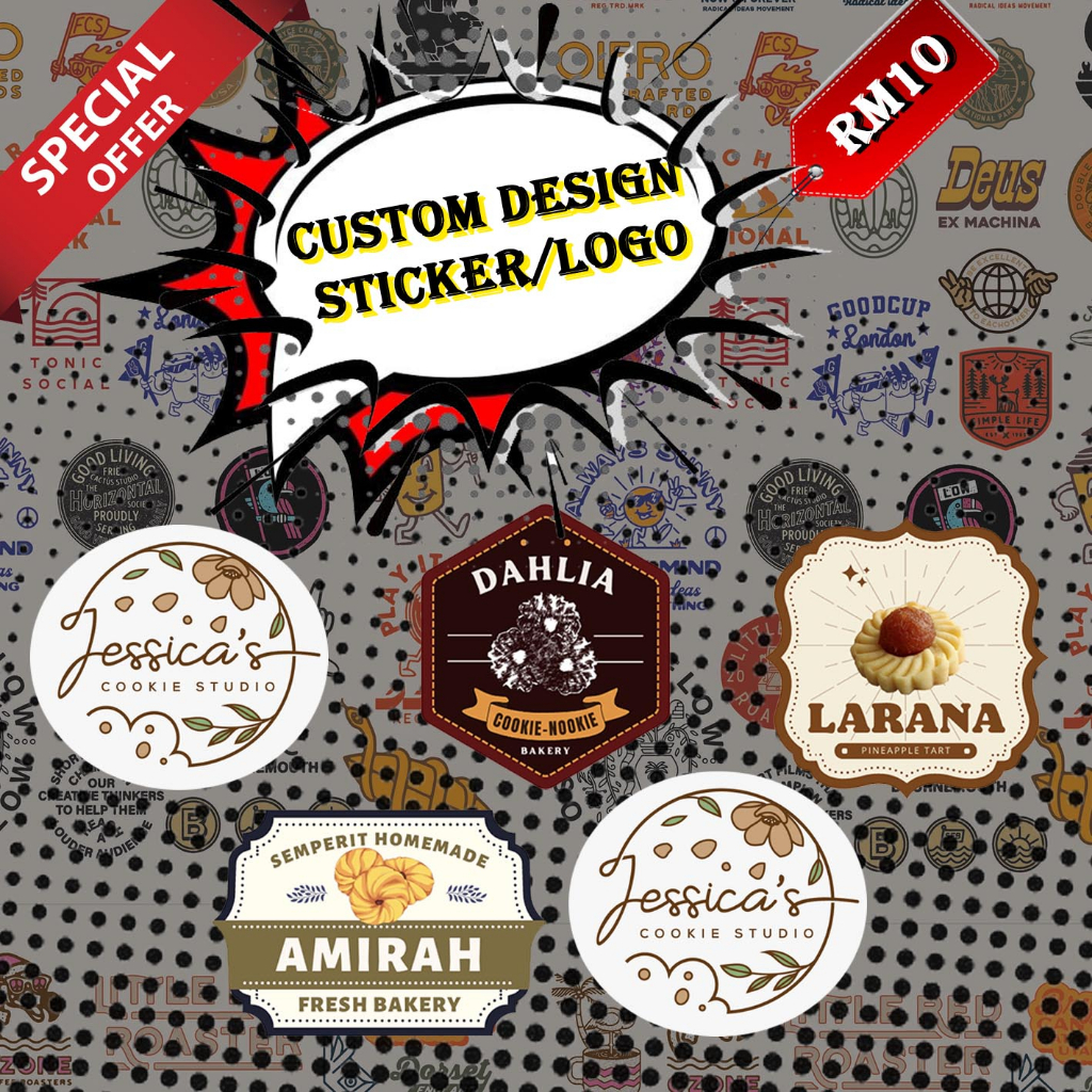 CUSTOM STICKER// CUSTOM SHAPES AND SIZES (/ LABEL PRODUK/ LOGO / KUIH ...