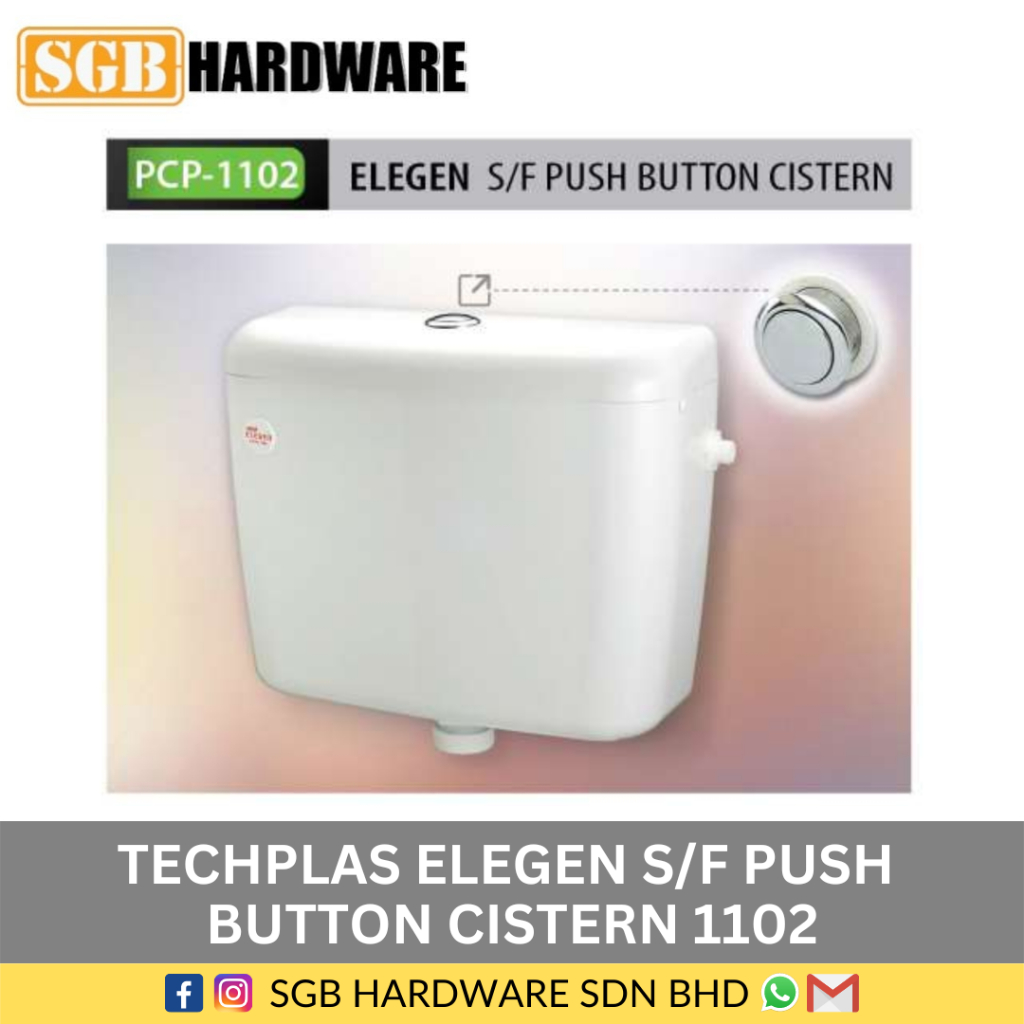 1102 Techplas Elegen Cistern Single Push Flush Button - Toilet Flush ...