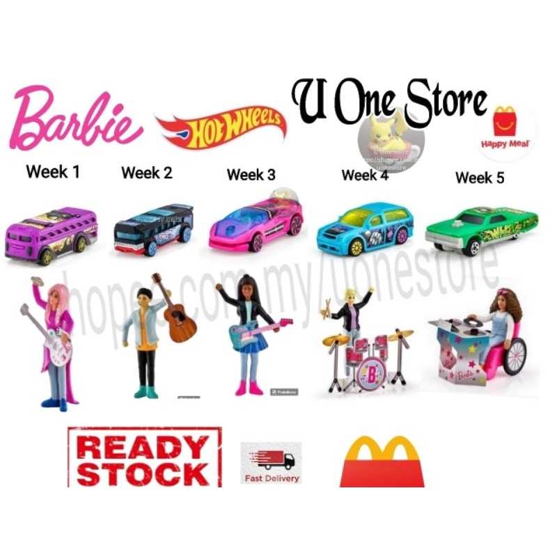 Hot Wheels Barbie Mcdonalds Complete Set McDonald's
