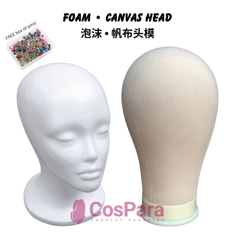CosPara Foam / Canvas Mannequin Model Display Wig Styling Head