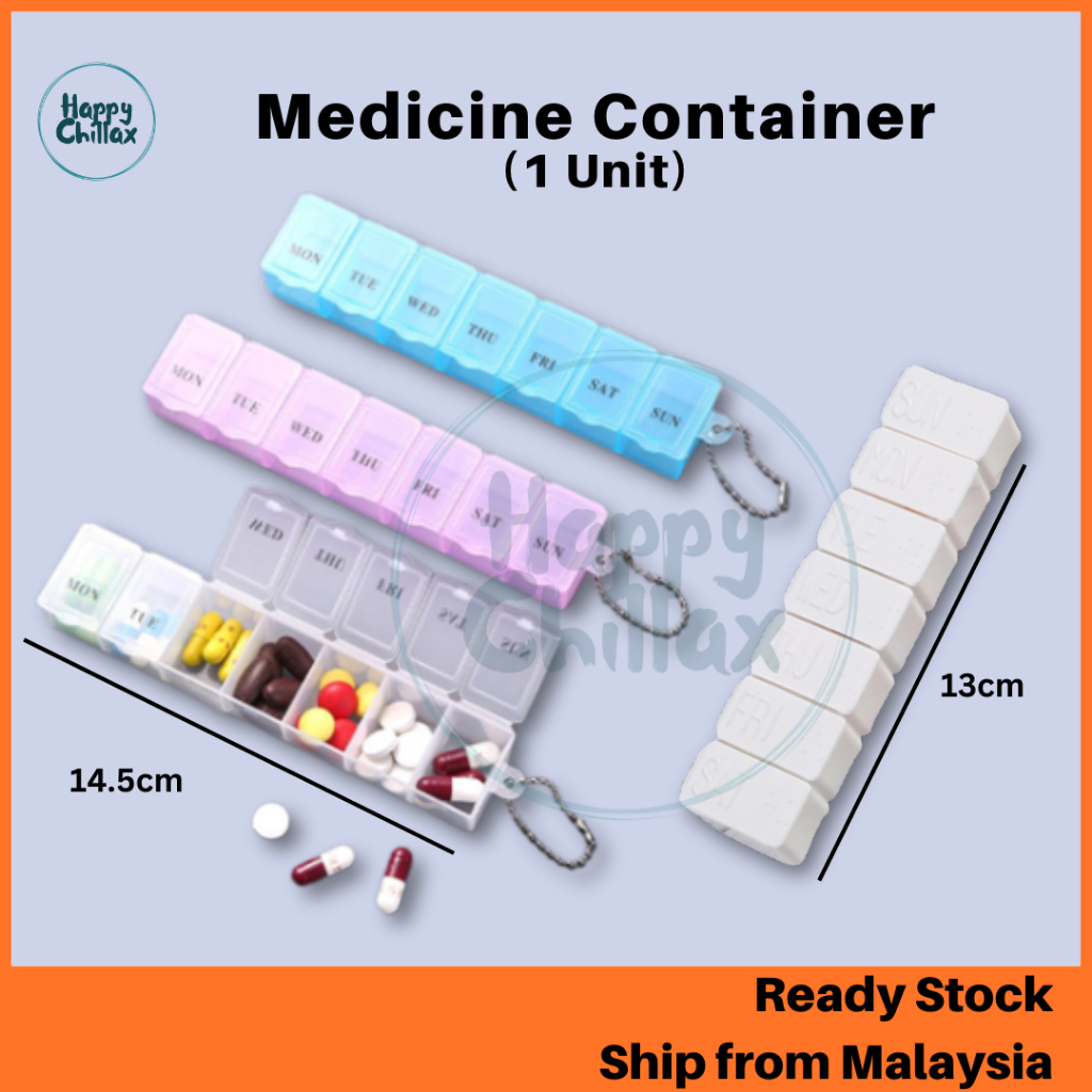 Medicine Pills 1 Week 7 Days Grid Partition Container Storage Box Pill ...