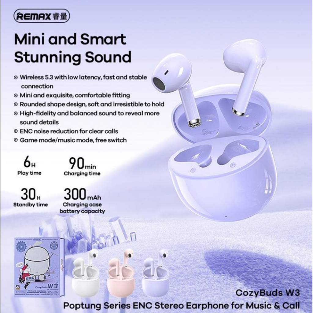 REMAX CozyBuds W3 Wireless Bluetooth V5.3 Earbuds Headset / HIFI Super ...