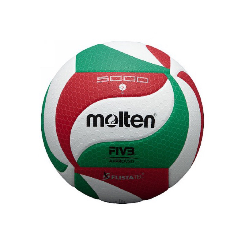 Pallavolo Ufficiale Molten Flistatec V5M5000-DE - Bianco/Verde/Rosso, Tecnologia Di Volo Stabile, Approvata FIVB E DVV - Foto 5