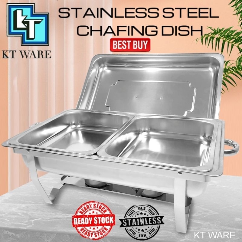 KT WARE STAINLESS STEEL CHAFING DISH FOOD WARMER SERVING TRAY BUFFET