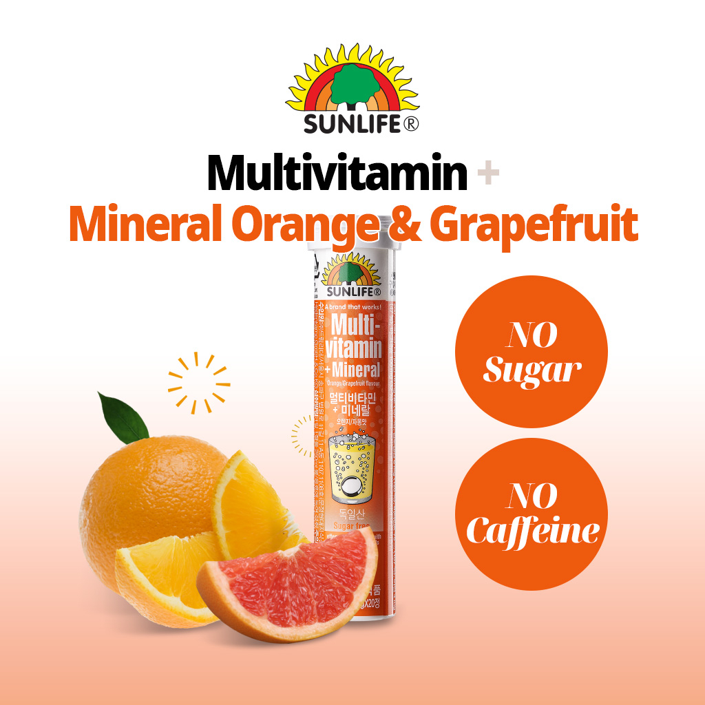 SUNLIFE MultiVitamins with Minerals 20 Orange/Grapefruit Flavored Effervescent Tablets (4,500mg