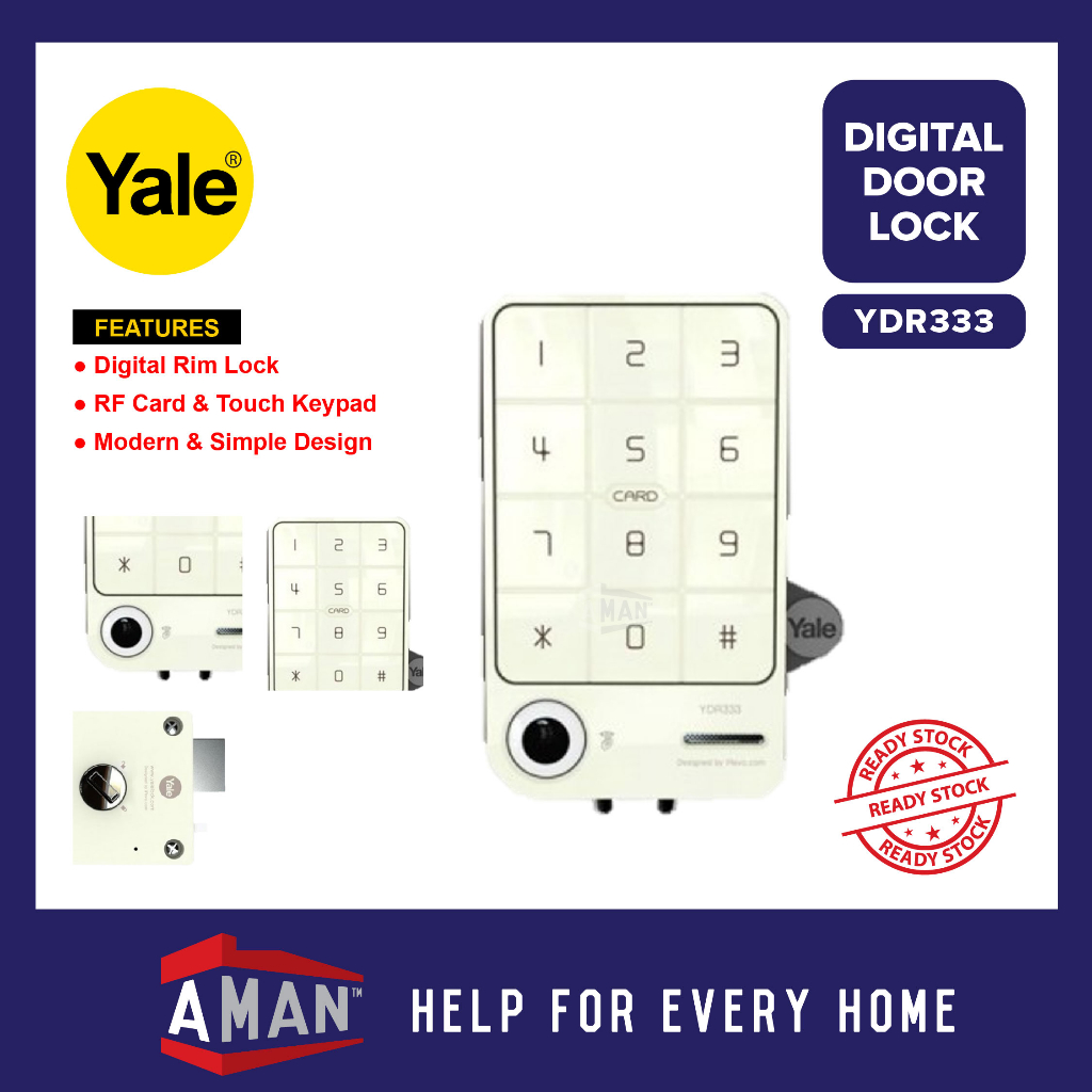 YALE Mini Digital Rim Lock Without Handle RFID Digital Door Lock ...
