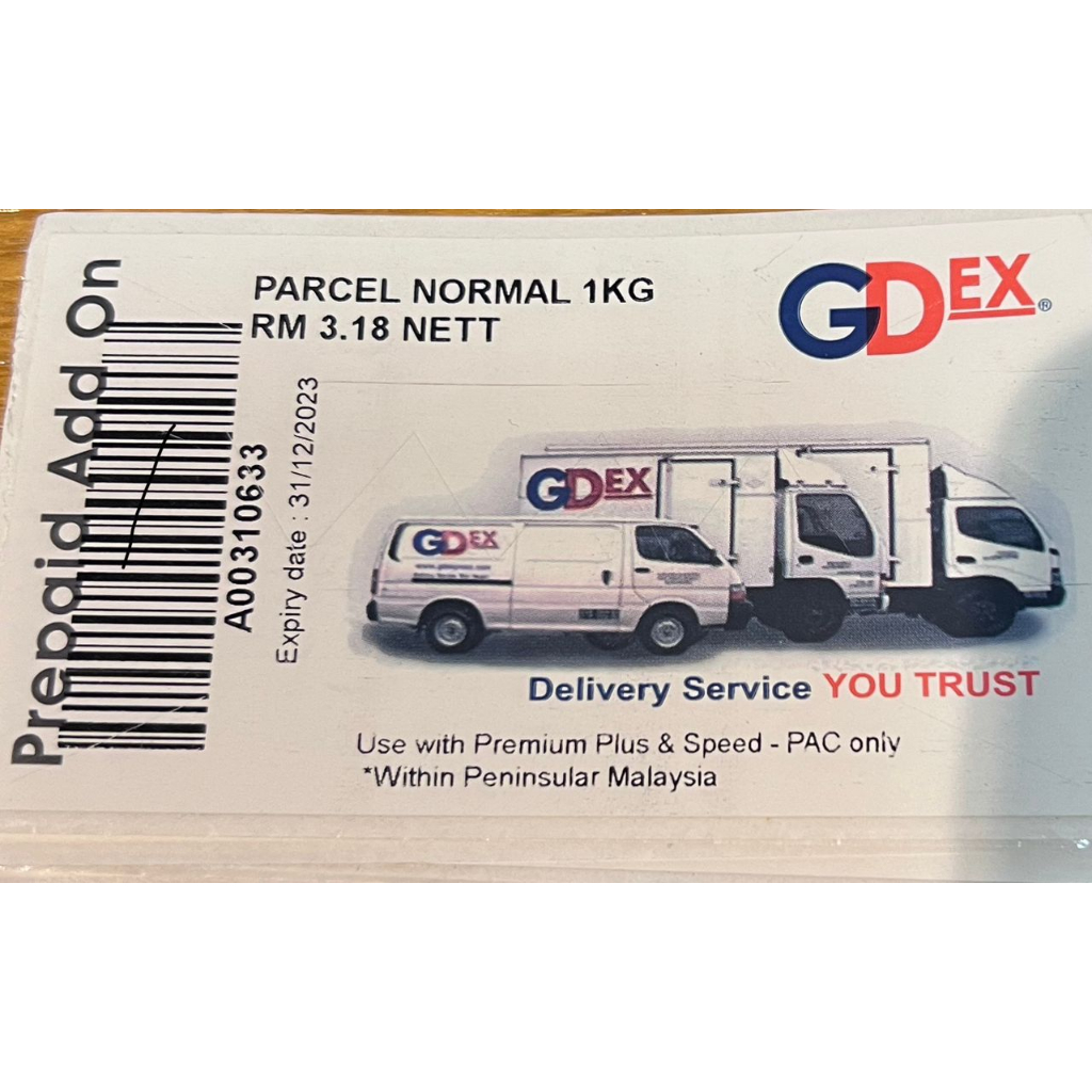 Gdex Prepaid Add On Sticker - Parcel Normal - 1kg - 5kg 