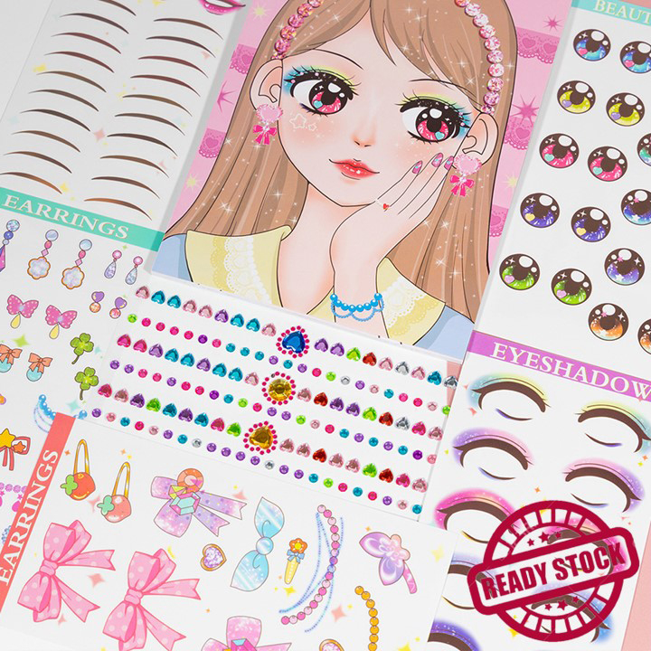 Make Up Sticker Book Coloring Book Make A Face Sticker DIY Art & Craft ...