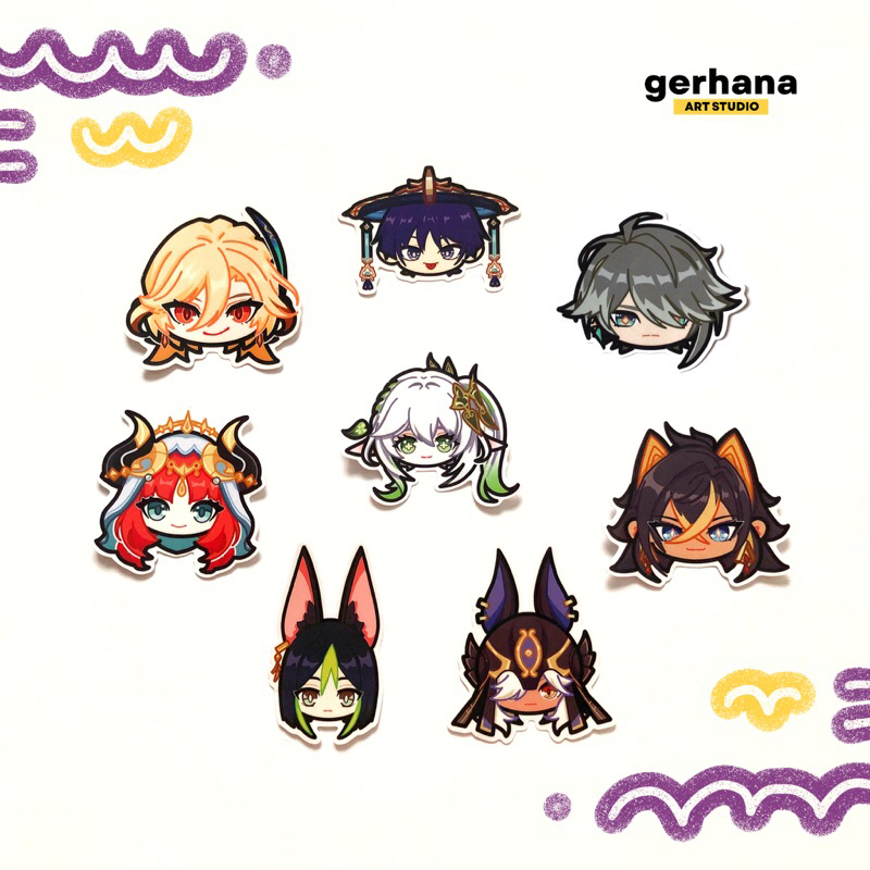 Genshin Impact Chibi Stickers | Nahida Al Haitham Cyno Tighnari Nilou ...