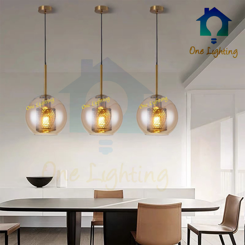 Modern Round Gold Glass Pendant Lamp Chandelier Nordic Pendant Lights ...