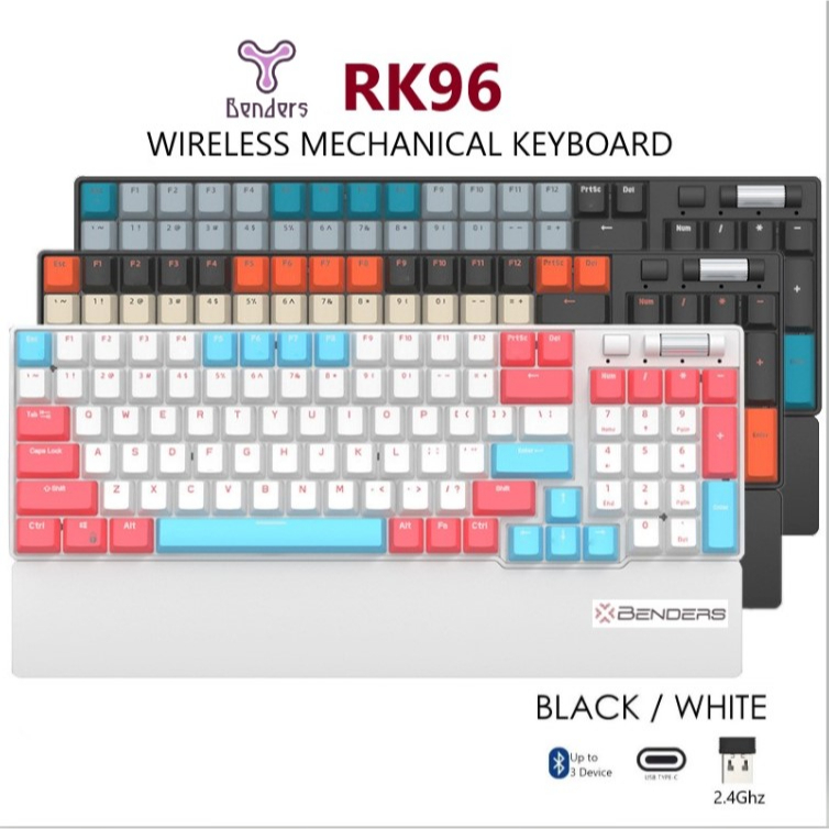 RK96 Royal Kludge RGB Mechanical Keyboard Gaming 96 Keys Bluetooth ...