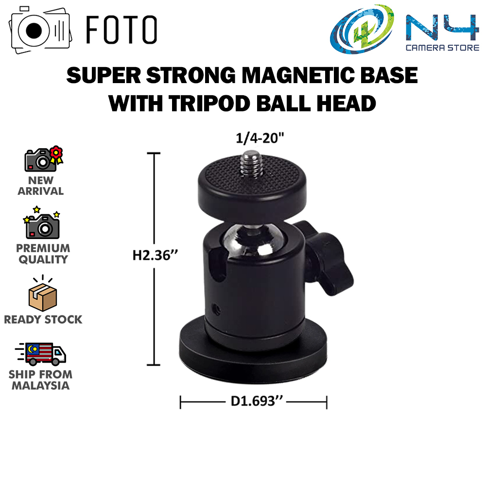 Magnetic Camera Mounting Base with Mini Ball Head, Super Strong Rubber  Coating Neodymium Magnet for DJI