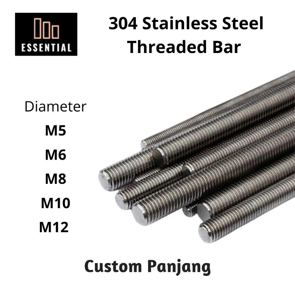 Stainless Steel Threaded Bar / Stud and Hexagon Hex Nut M5 M6 M8 M10