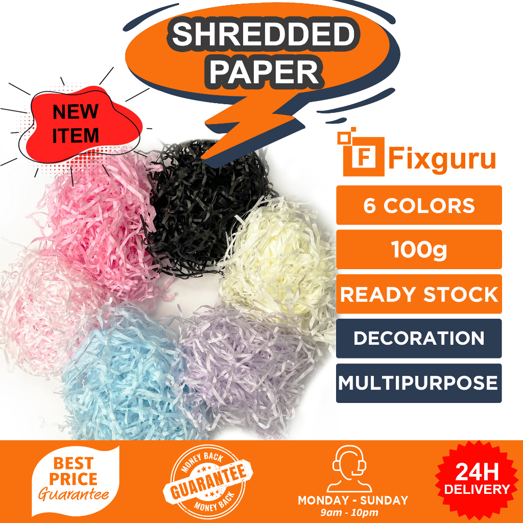 Fixguru - 100g Raffia Shredded Paper Colorful Box Filler DIY Craft ...