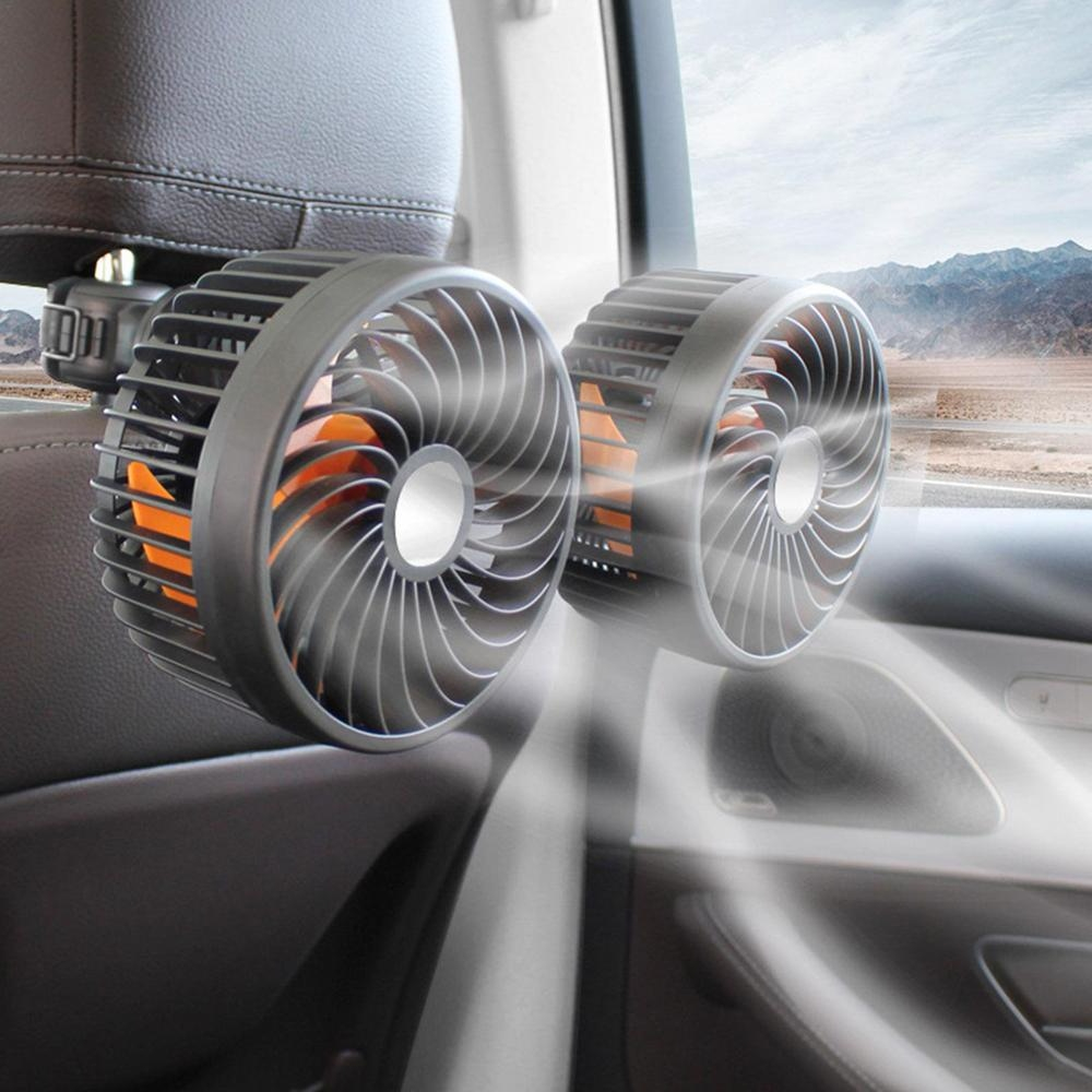 Dual Head 360-Degree 12/24V Car Fan Powerful 3-Speed Summer Cooling Fan ...