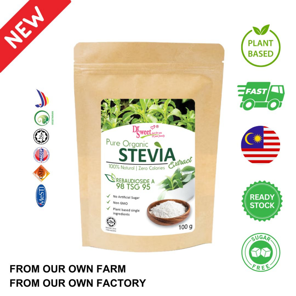 Dr Sweet Pure Organic Stevia Extract Rebaudioside 98 100g to 500g