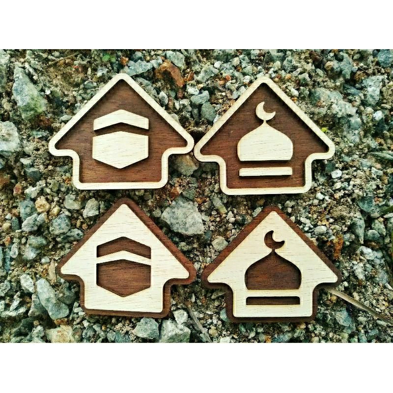 KAYU Sign 3D Qibla Direction Sign Plywood Engrave Wood Pattern Mecca Qiblat Sign Shopee Singapore