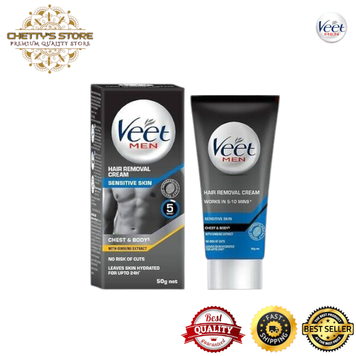 Veet Men Hair Removal Cream Sensitive Skin Chest And Body 50g Shopee Singapore 