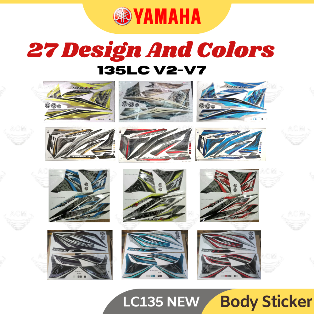 YAMAHA LC135 Body Cover Set Coverset Sticker Stripe Strike LC V2 V3 V4 ...
