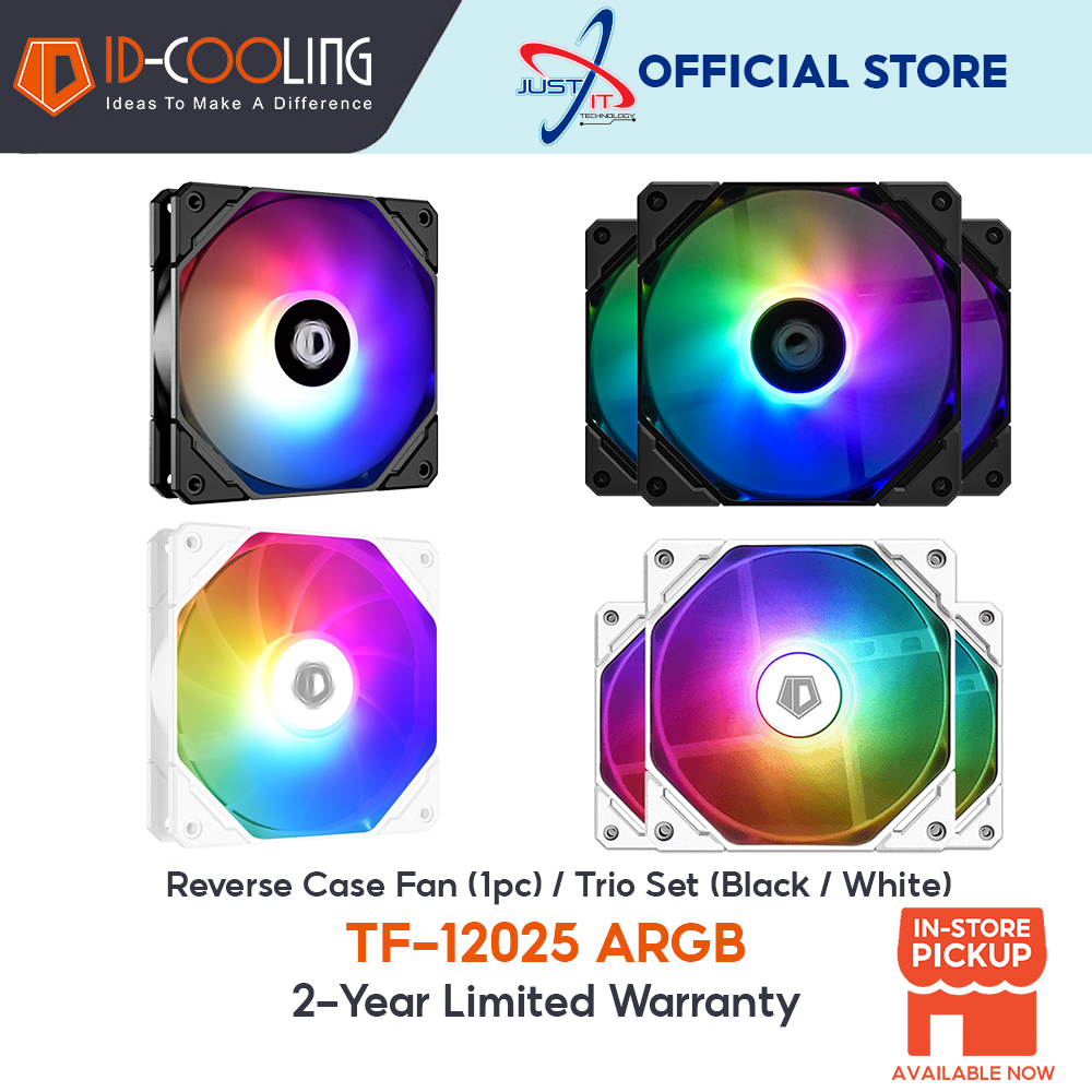 ID-COOLING TF-12025 ARGB REVERSE / TRIO SET CASE FAN ( BLACK / SNOW ...
