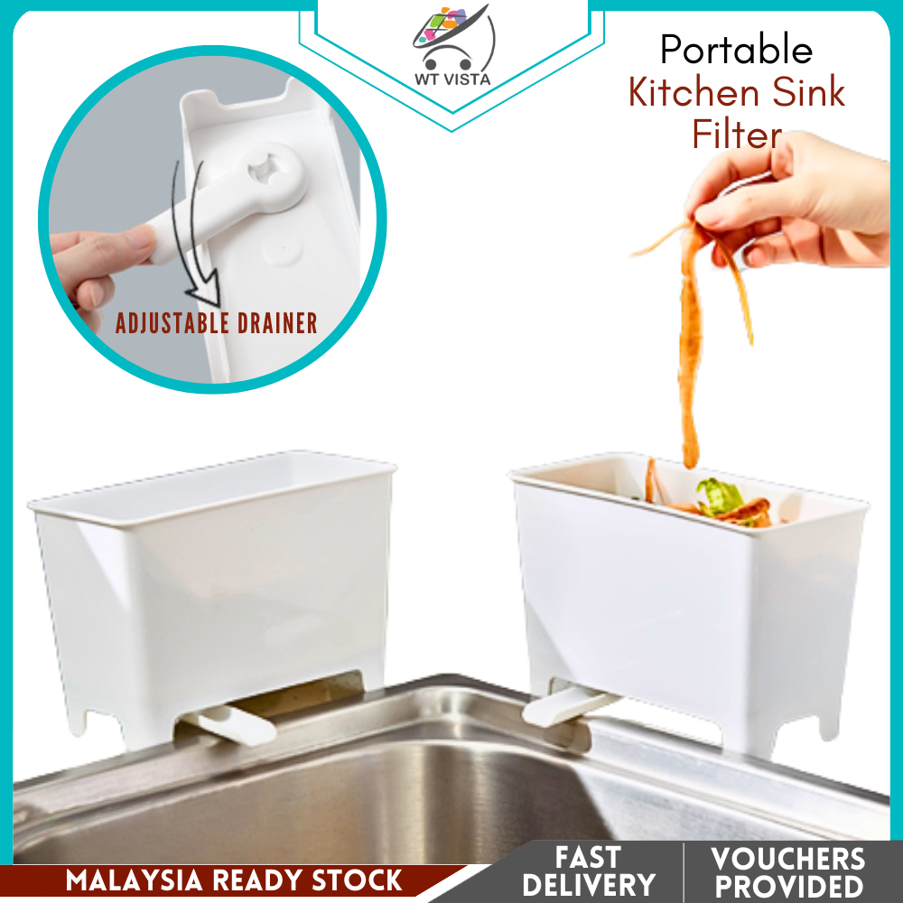 Kitchen Sink Filter Portable Basket Drainer Multipurpose Shelf Kitchen ...