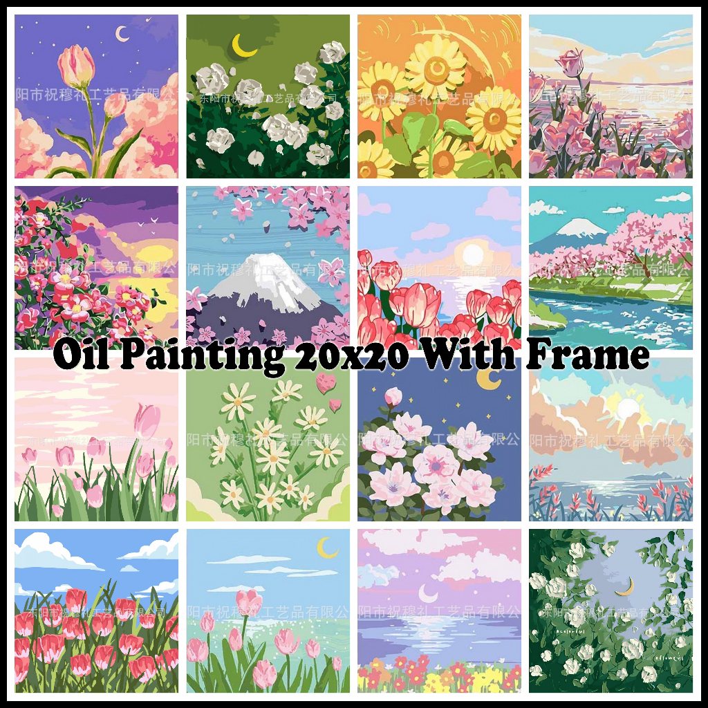 DIY Digital Oil Paint 20x20cm Canvas Painting By Number With Frame ...