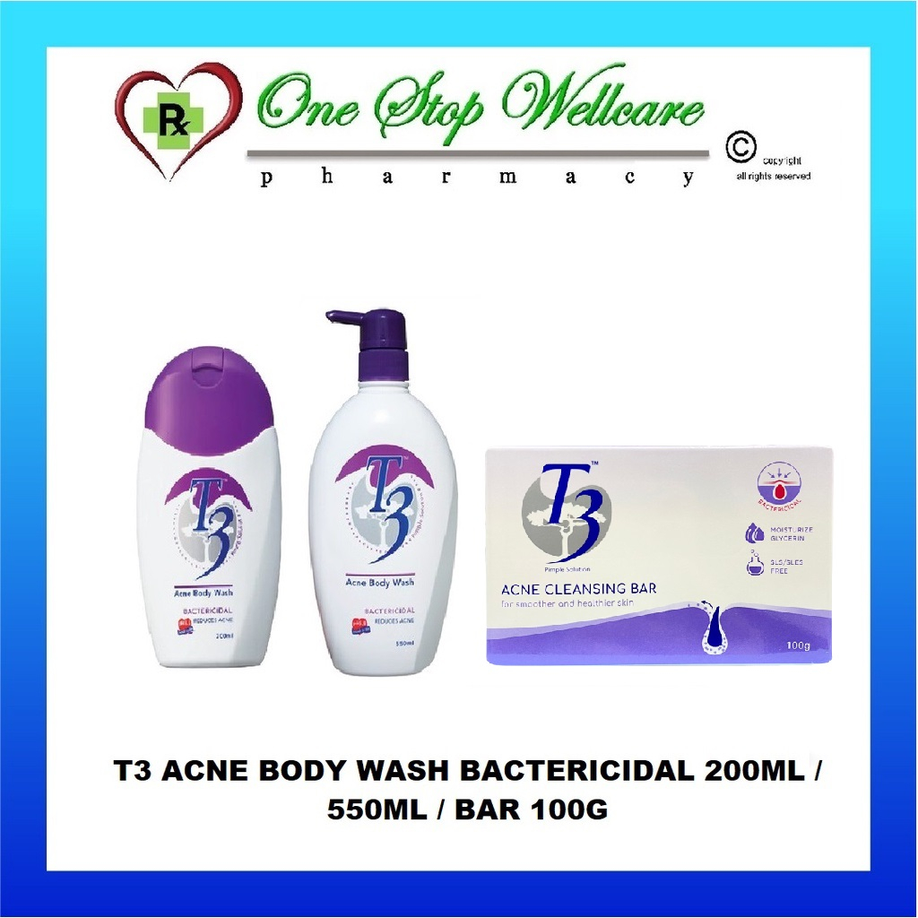 T3 ACNE BODY WASH BACTERICIDAL 200ML / 550ML / BAR 100G Shopee Singapore