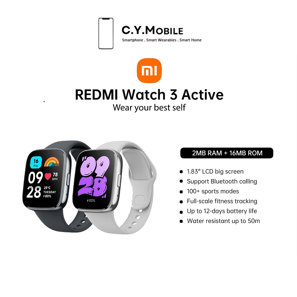 REDMI Watch 3 Active Bluetooth Calling 1.83 Screen, Upto 12 Days Battery  Life Smartwatch