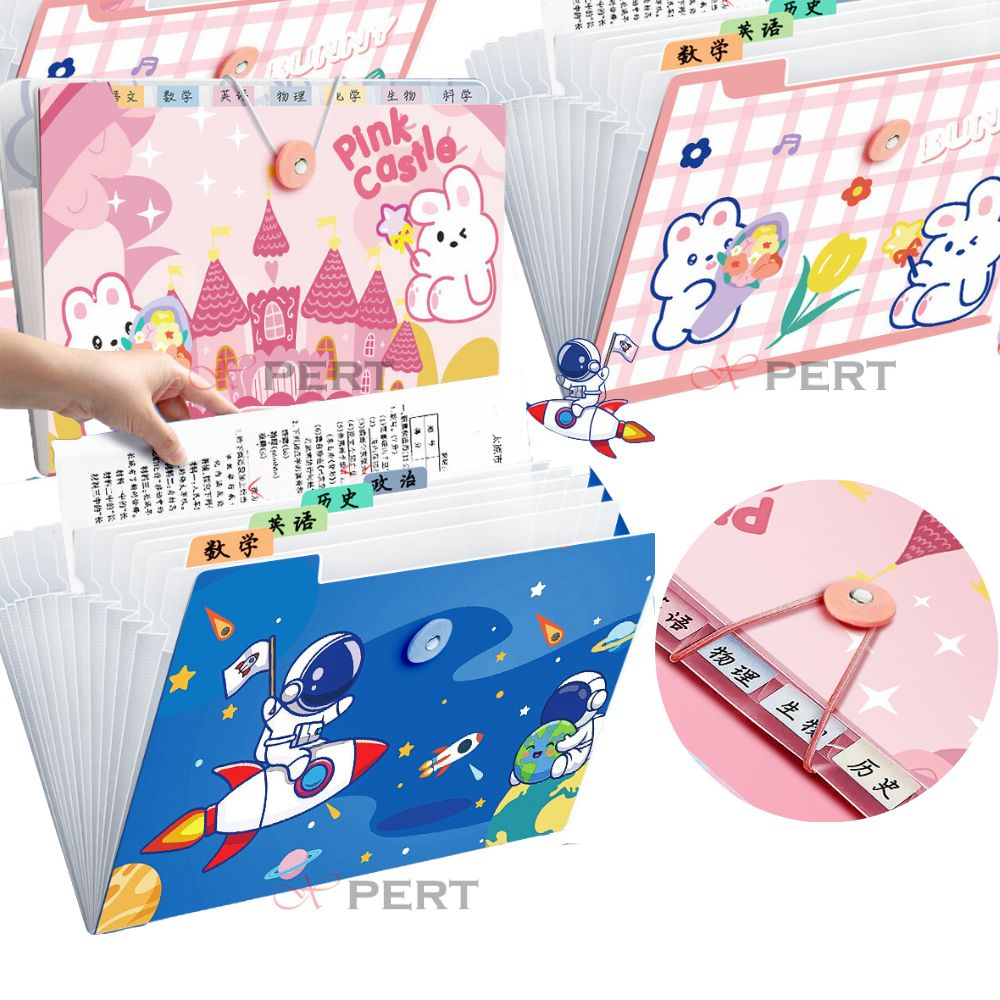 8 Pocket Cute Cartoon Expanding file 8 Layer Document Organizer Folder ...