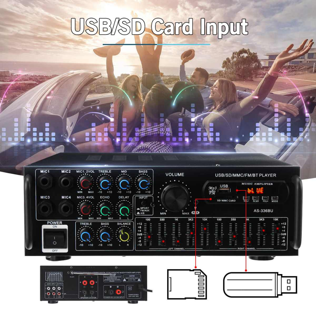 Sunbuck 3000W Power Amplifier Car Home Theater Karaoke Amplifiers