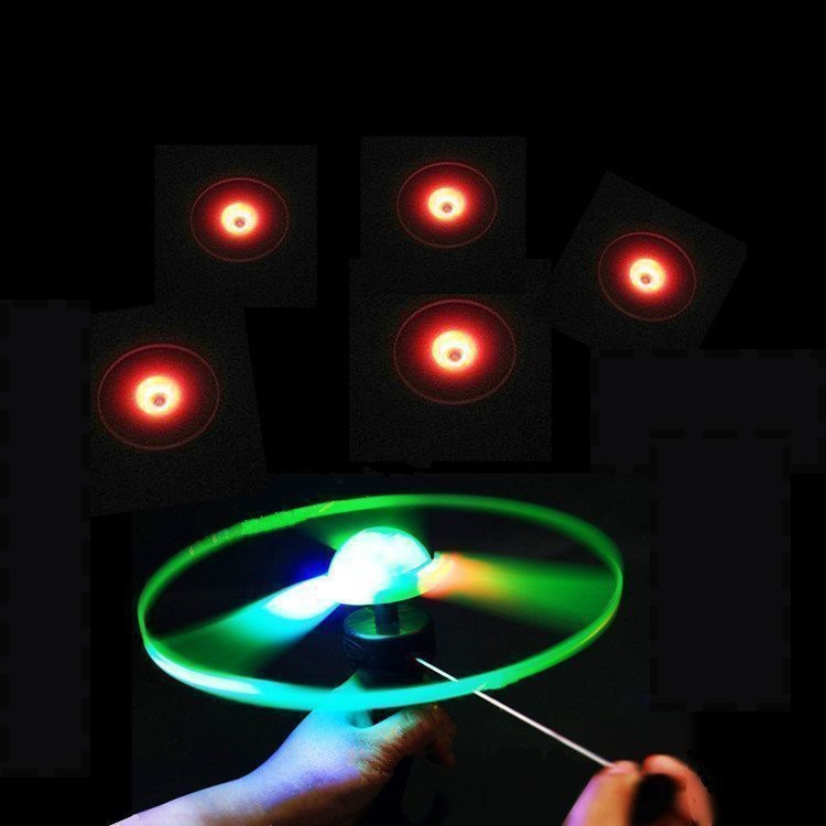 Funny Colorful Pull String UFO LED Light Up Flying Saucer Kid Toy LED ...