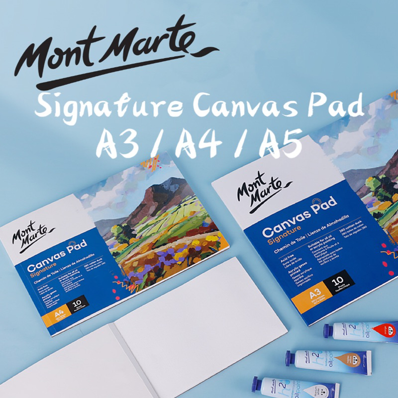 Mont Marte Signature Canvas Pad 10 Sheets A3 / A4 / A5 Acrylic Painting ...